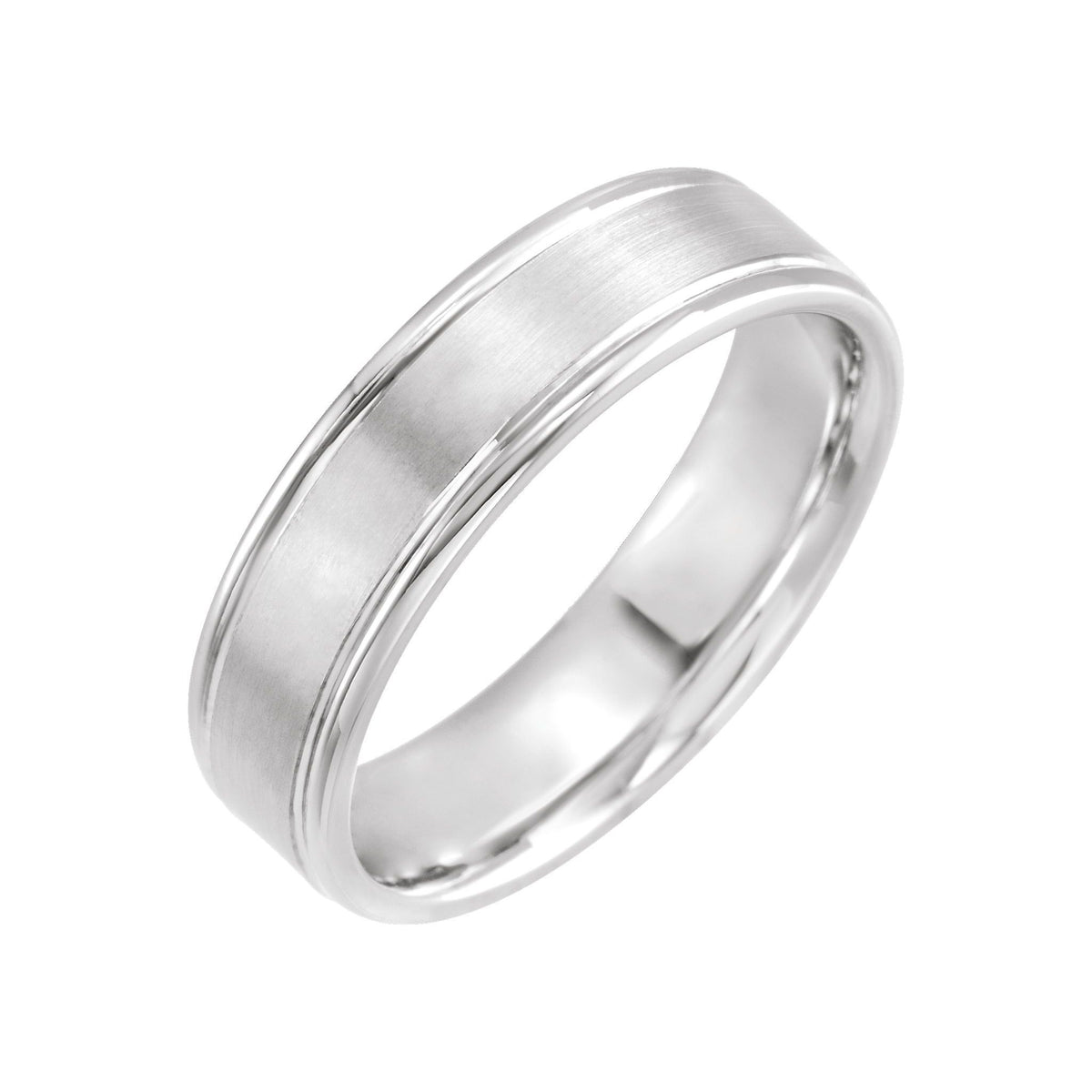 Men's Grooved Comfort-Fit Flat Band in 14K Gold or Platinum - 14K White Gold