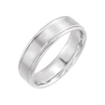 Men's Grooved Comfort-Fit Flat Band in 14K Gold or Platinum - 14K White Gold