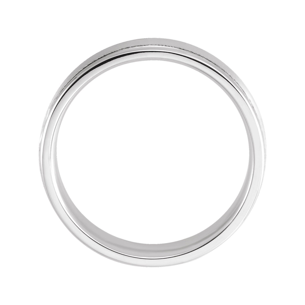 Men's Grooved Comfort-Fit Flat Band in 14K Gold or Platinum - 14K White Gold