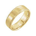 Men's Grooved Comfort-Fit Flat Band in 14K Gold or Platinum - 14K Yellow Gold