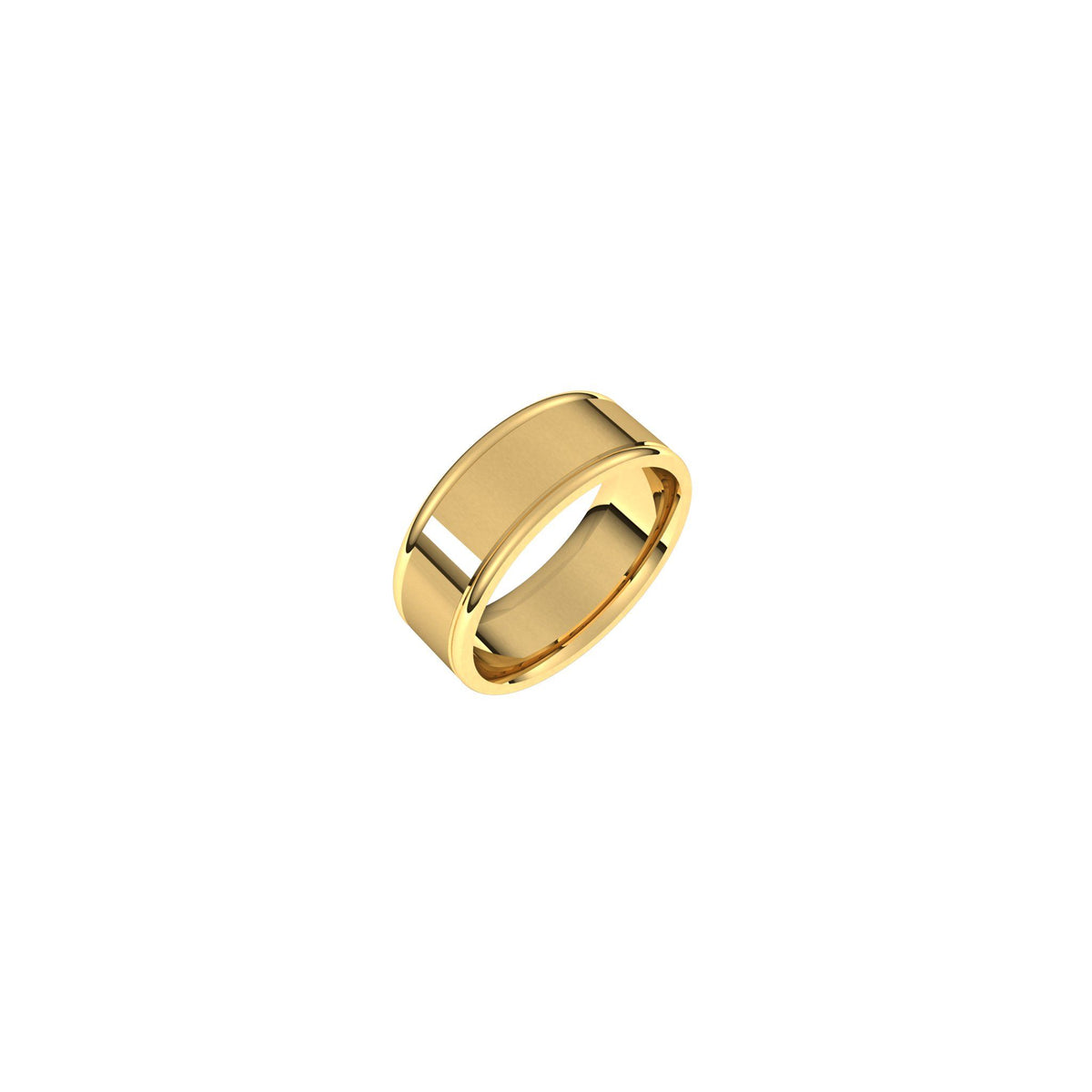 Men's Grooved Comfort-Fit Flat Band in 14K Gold or Platinum - 14K Yellow Gold