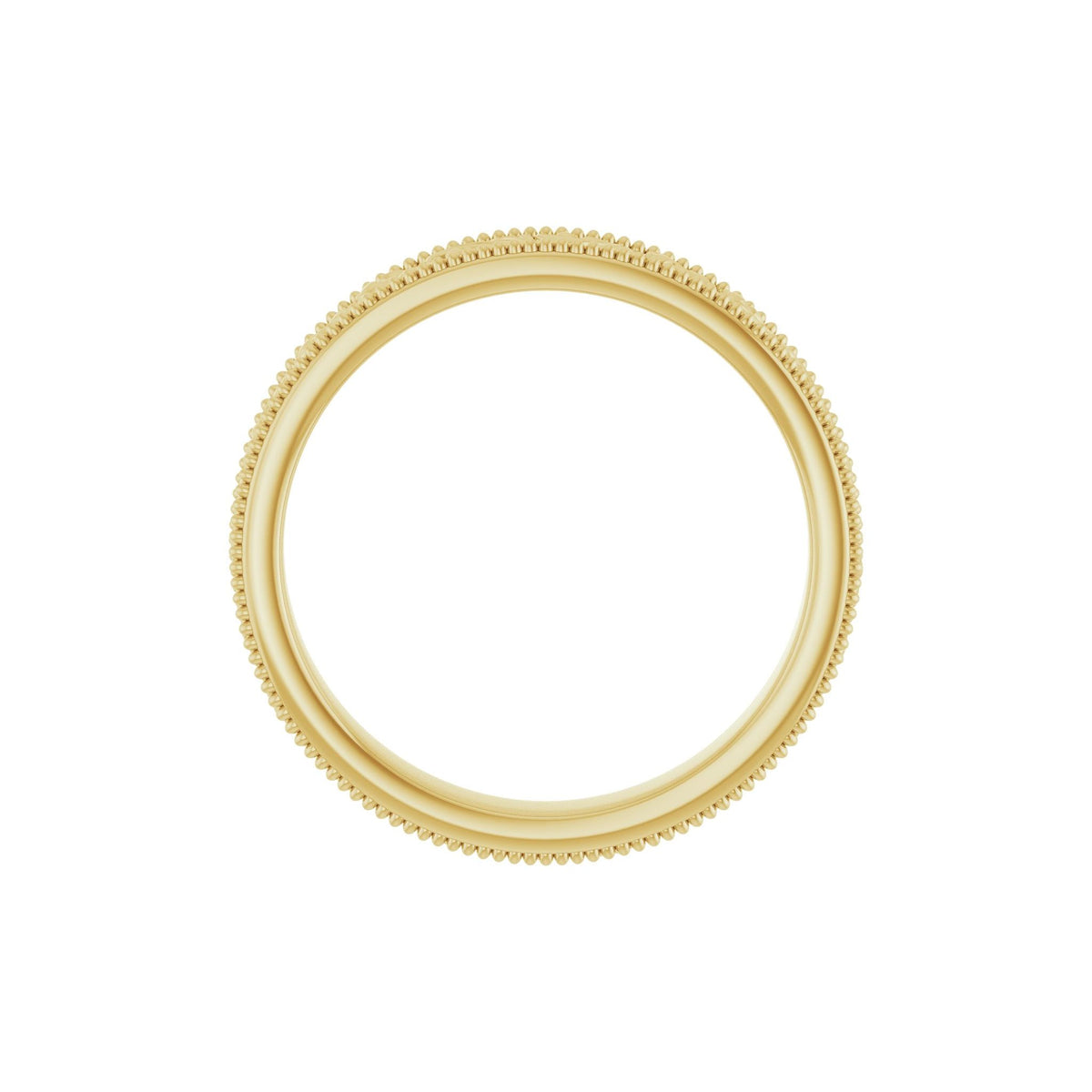 Men's Milgrain Edge Floral Flat Band in 14K Gold or Platinum - 14K Yellow Gold