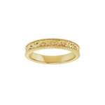 Men's Milgrain Edge Floral Flat Band in 14K Gold or Platinum - 14K Yellow Gold