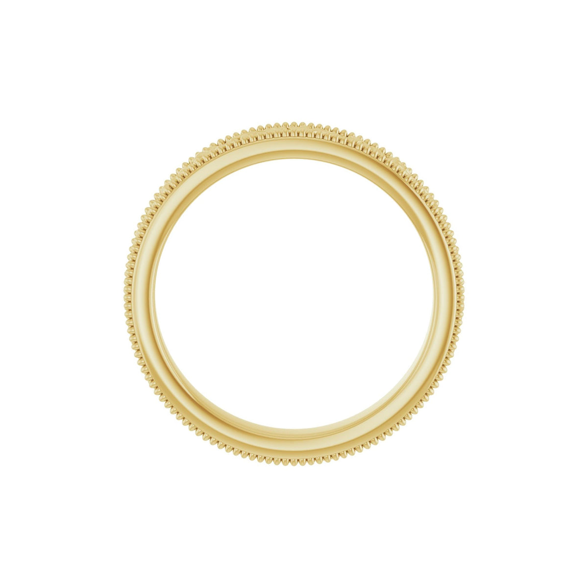 Men's Milgrain Edge Floral Flat Band in 14K Gold or Platinum - 14K Yellow Gold