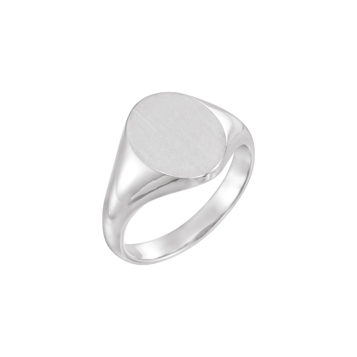 Men's Oval Signet Ring in 14K & 18K Gold No. 1 - 14K White Gold