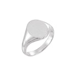 Men's Oval Signet Ring in 14K & 18K Gold No. 1 - 14K White Gold