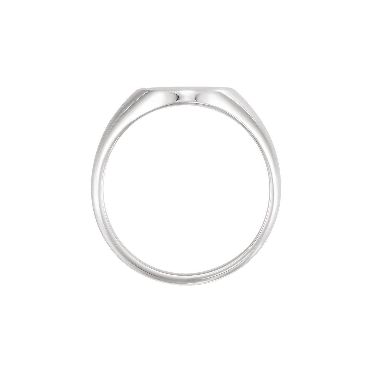 Men's Oval Signet Ring in 14K & 18K Gold No. 1 - 14K White Gold