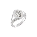Men's Oval Signet Ring in 14K & 18K Gold No. 1 - 14K White Gold