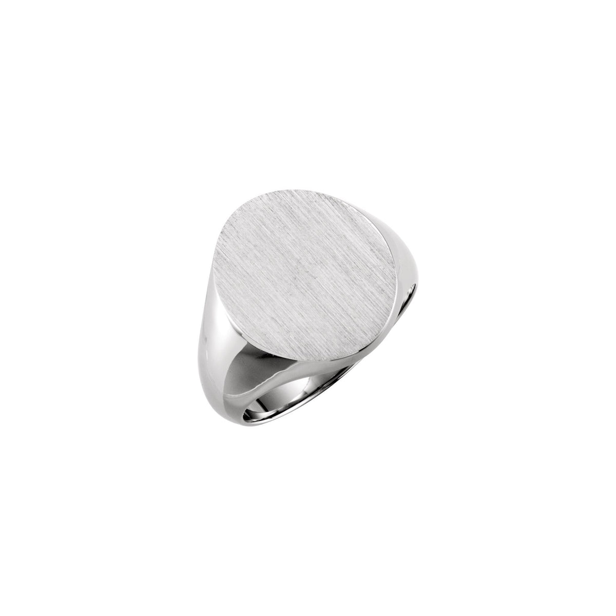 Men's Oval Signet Ring in 14K Gold - 14K White Gold