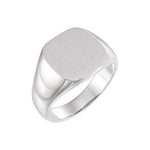 Men's Square Signet Ring in 14K & 18K Gold - 14K White Gold