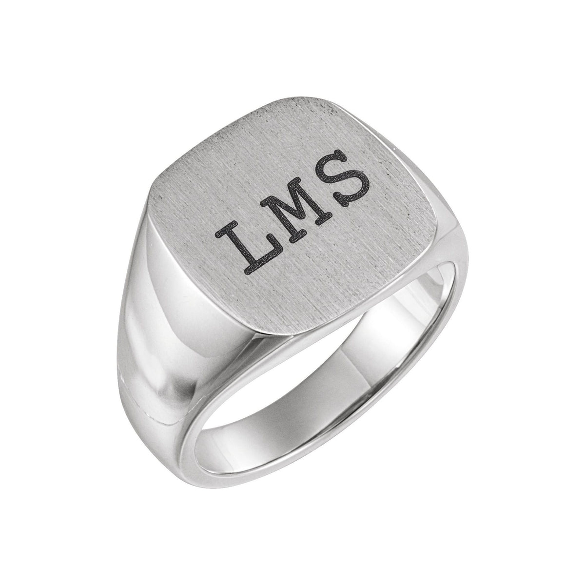 Men's Square Signet Ring in 14K & 18K Gold - 14K White Gold