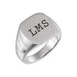Men's Square Signet Ring in 14K & 18K Gold - 14K White Gold