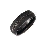 Men's Tungsten Accented Half-Round Band - Black