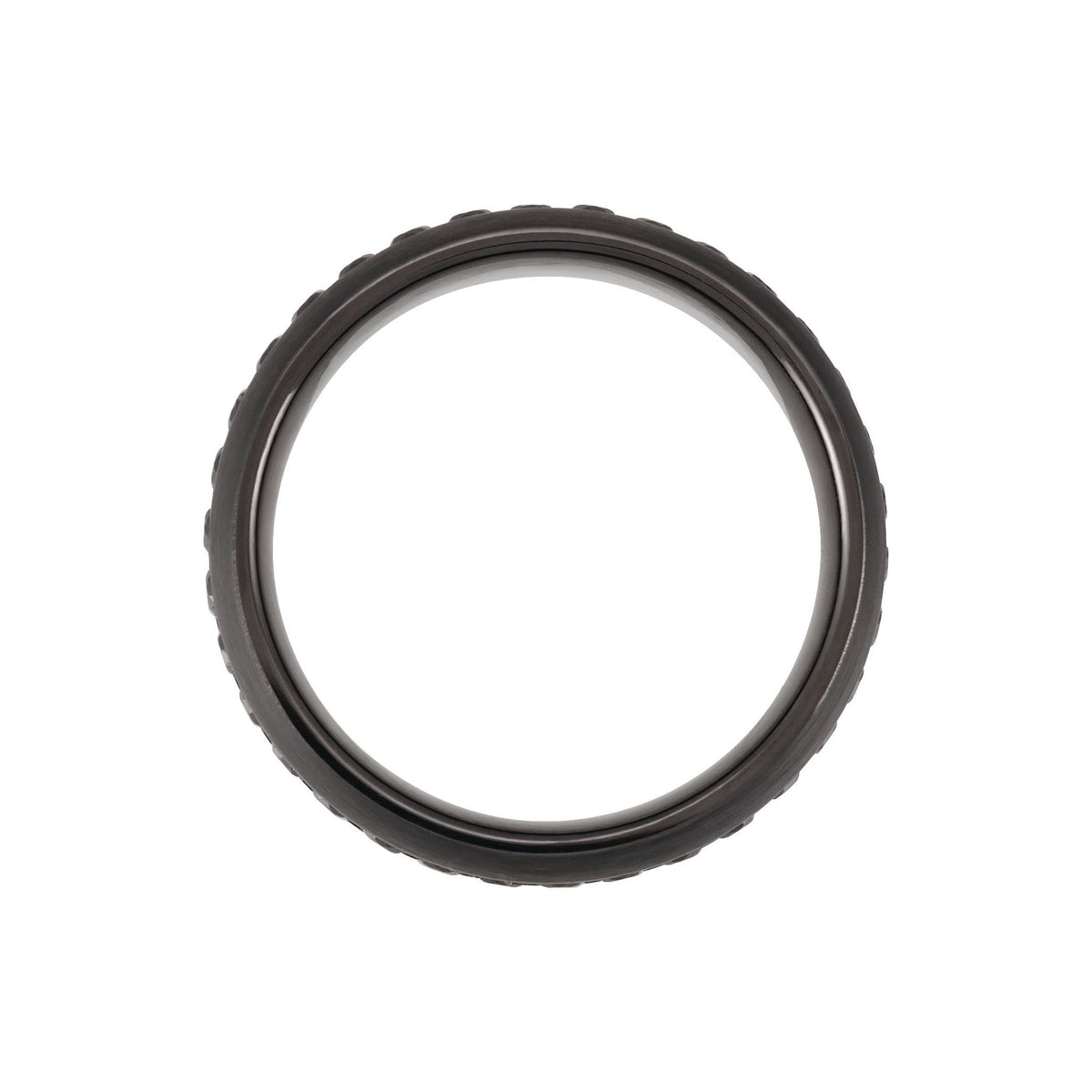 Men's Tungsten Accented Half-Round Band - Black
