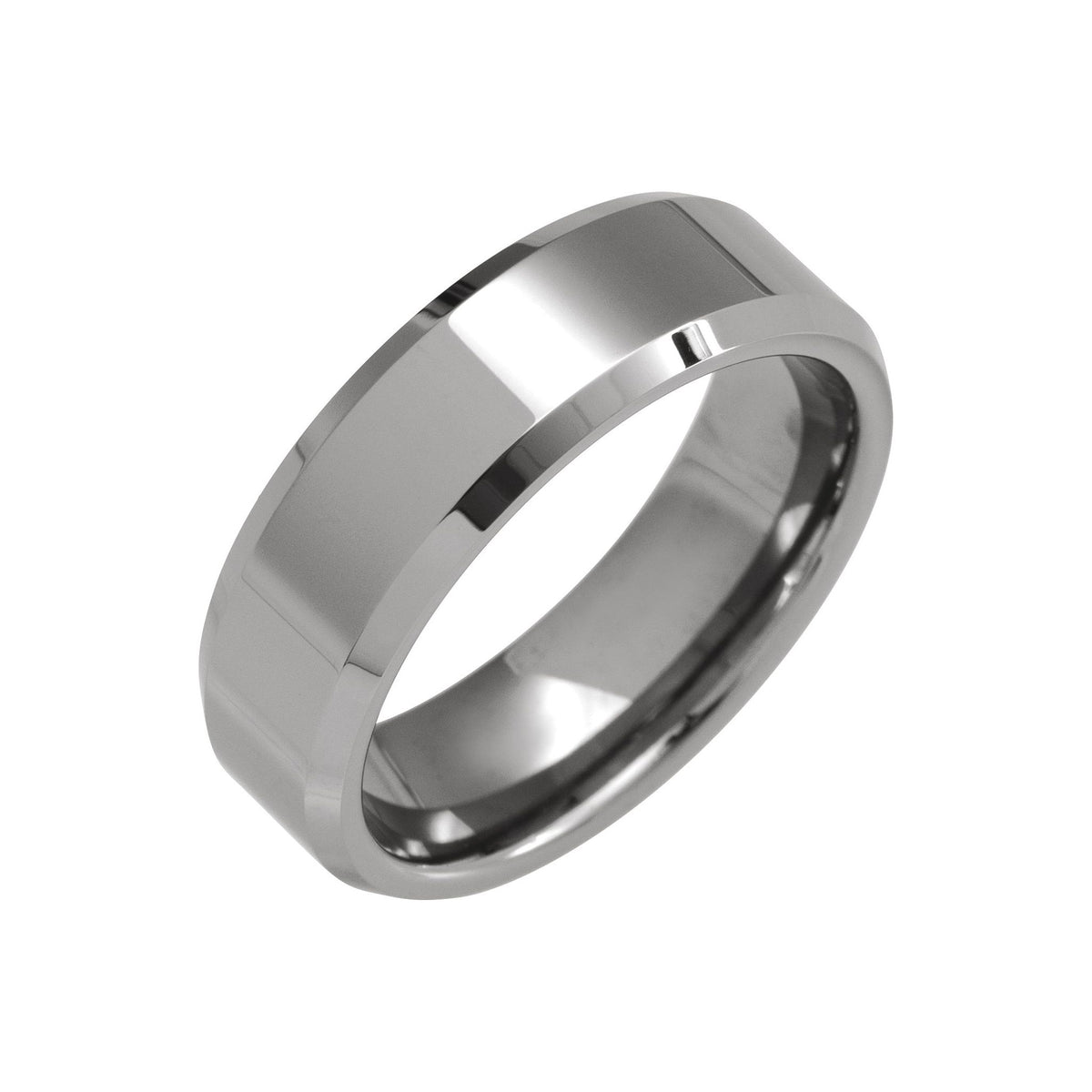 Men's Tungsten Beveled Edge Band - Gray