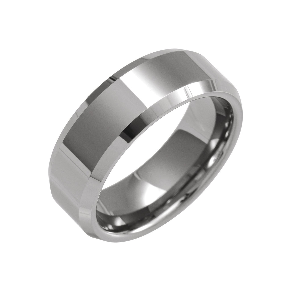 Men's Tungsten Beveled Edge Band - Gray