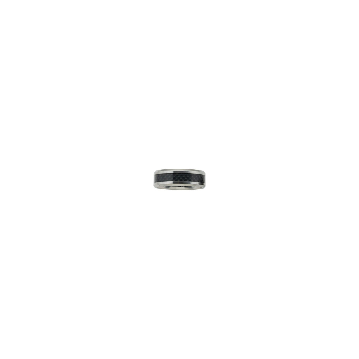 Men's Tungsten Beveled-Edge Carbon Fiber Inlay Comfort-Fit Band - Gray