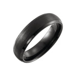 Men's Tungsten Beveled-Edge Comfort-Fit Band with Satin Finish, 6 mm - Black