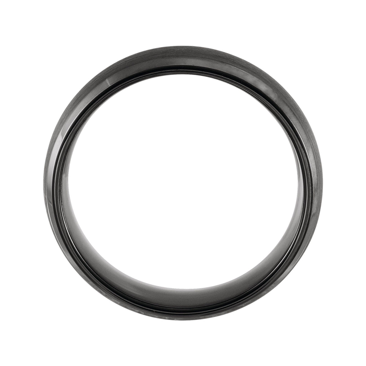 Men's Tungsten Beveled-Edge Comfort-Fit Band with Satin Finish, 6 mm - Black