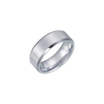 Men's Tungsten Beveled-Edge Comfort-Fit Band with Satin Finish, 8 mm - White