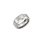 Men's Tungsten Beveled-Edge Comfort-Fit Band with Satin Finish, 8 mm - Gray