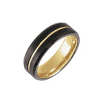 Men's Tungsten Beveled-Edge Grooved Comfort-Fit Band - Black