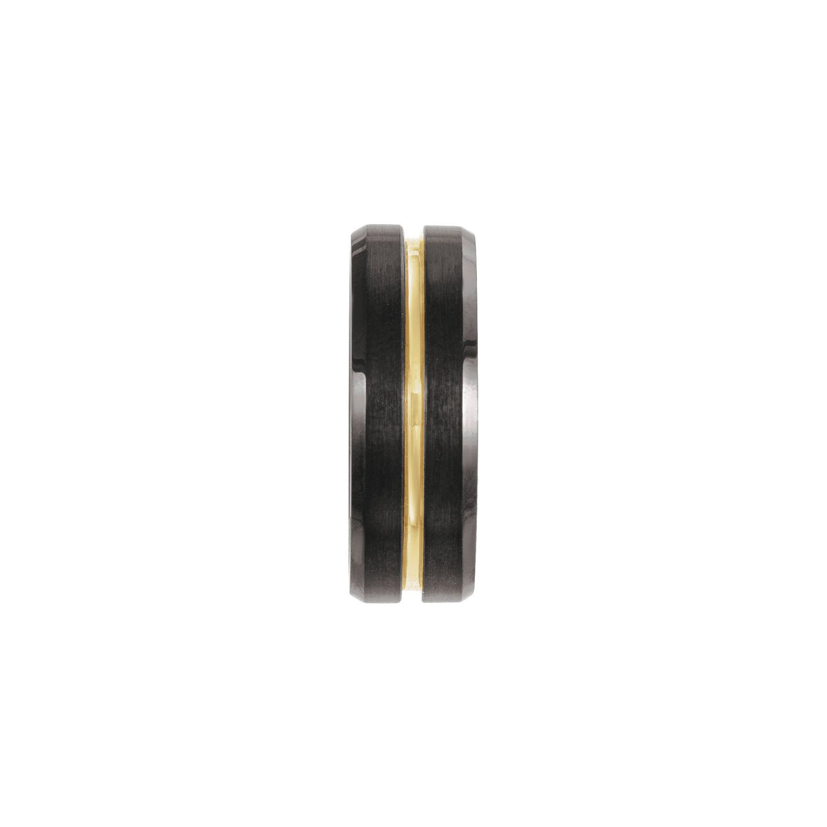 Men's Tungsten Beveled-Edge Grooved Comfort-Fit Band - Black