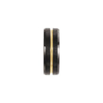 Men's Tungsten Beveled-Edge Grooved Comfort-Fit Band - Black