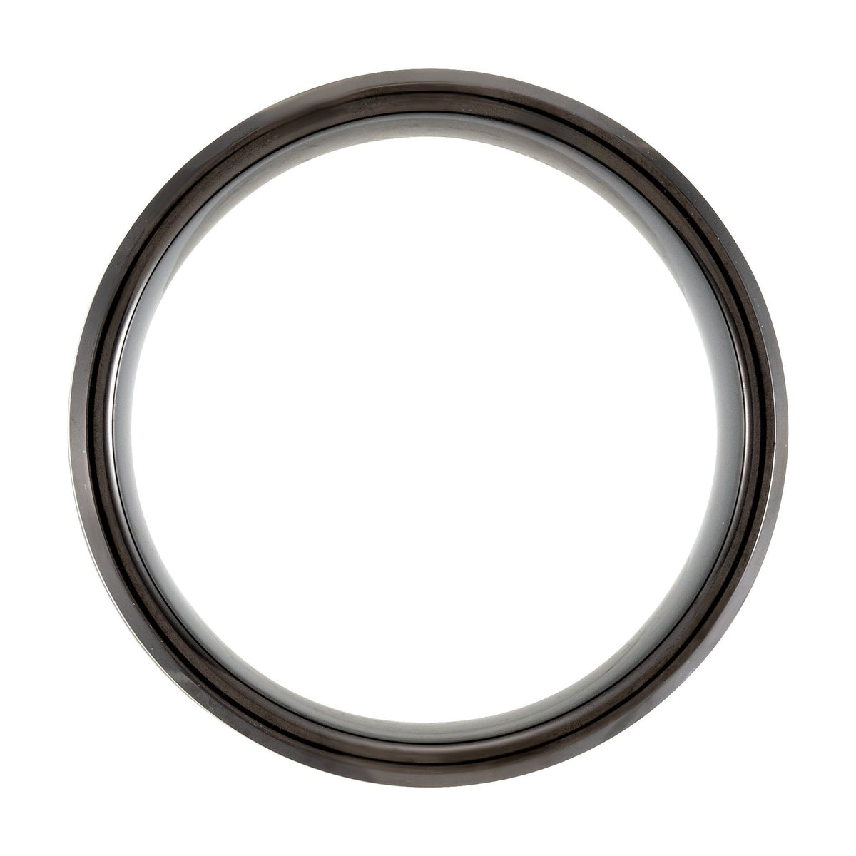 Men's Tungsten Beveled-Edge Grooved Comfort-Fit Band, Black - Black