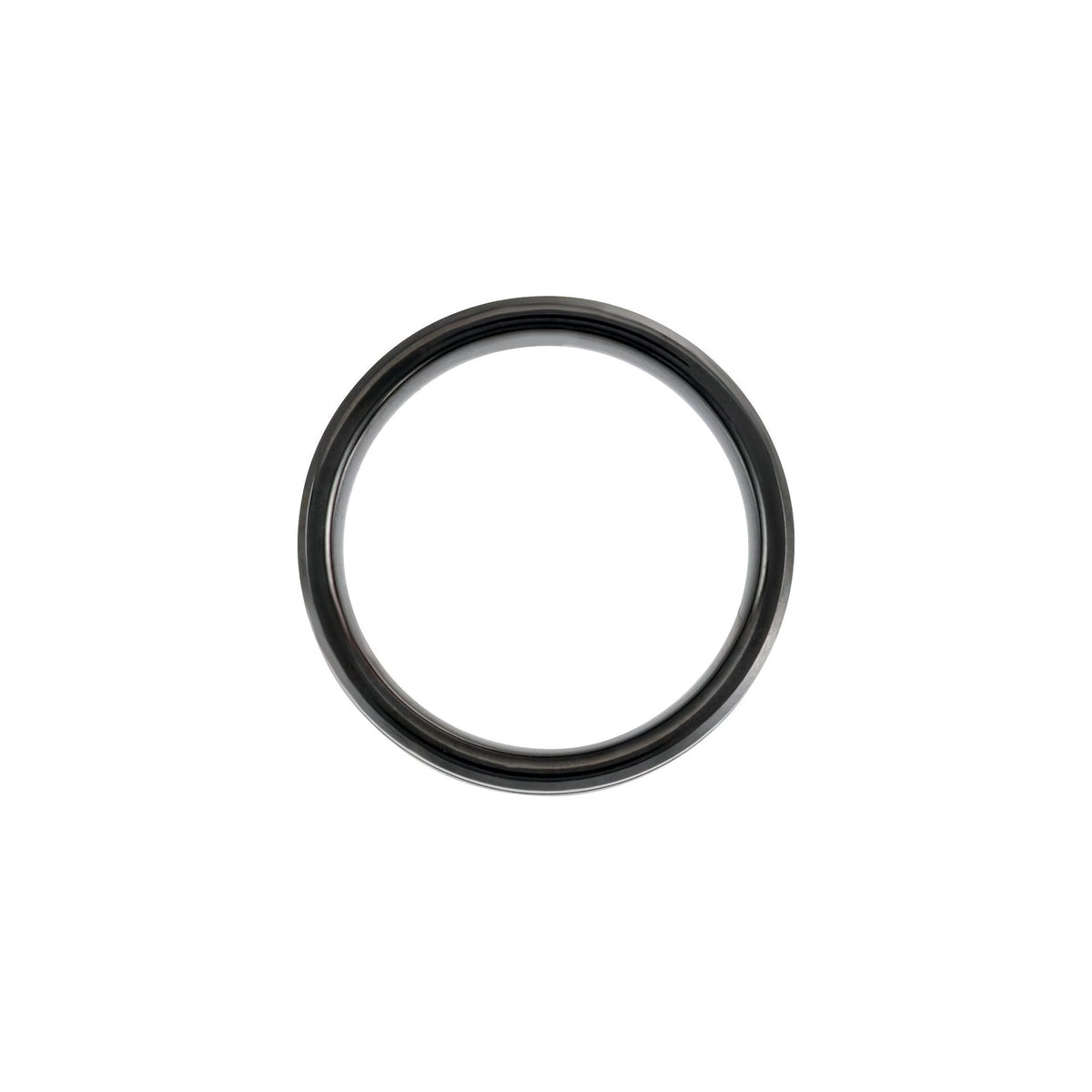 Men's Tungsten Beveled-Edge Grooved Comfort-Fit Band, Black - Black