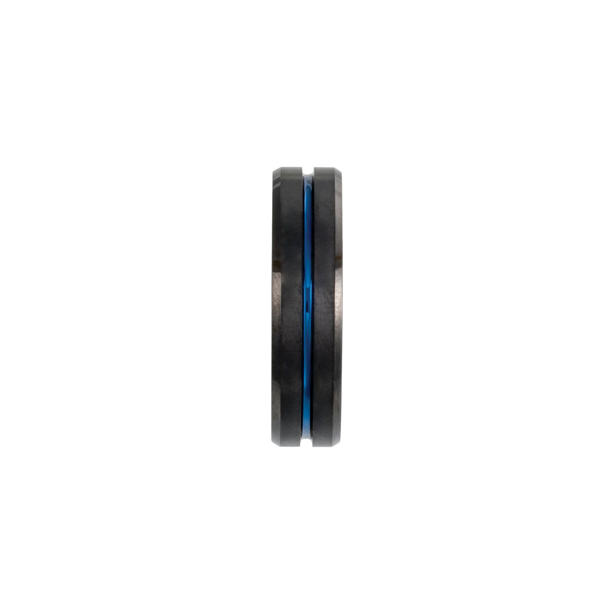 Men's Tungsten Beveled-Edge Grooved Comfort-Fit Band, Black - Black