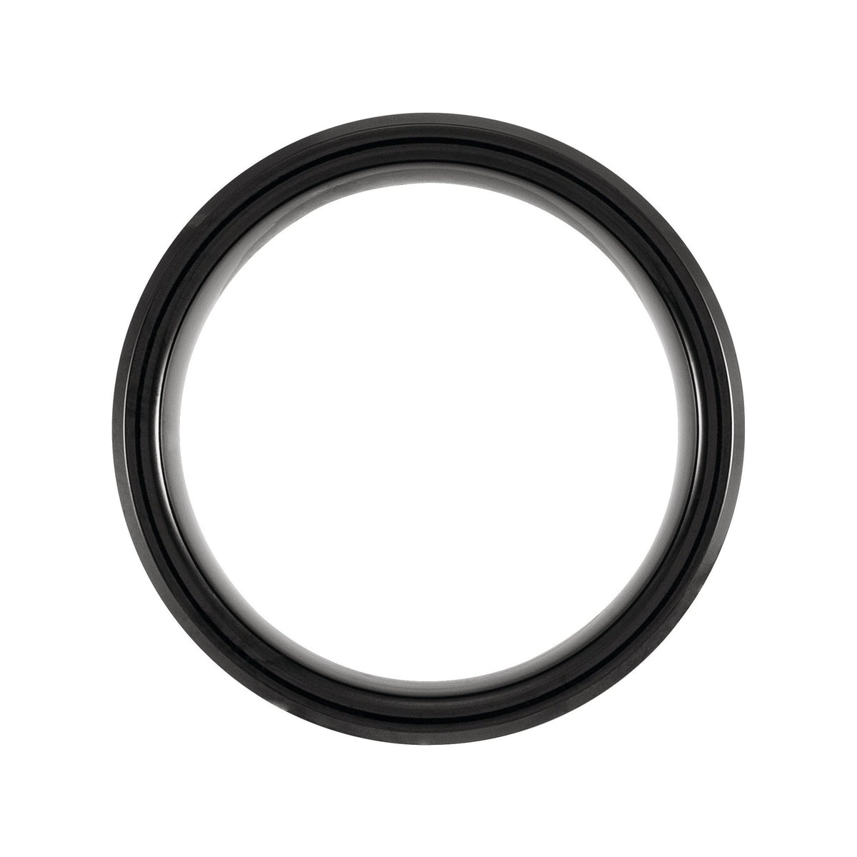 Men's Tungsten Beveled-Edge Imitation Meteorite Inlay Comfort-Fit Band - Black