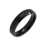 Men's Tungsten Beveled-Edge Inlay Band with Satin Finish, 5 mm-8 mm - Black