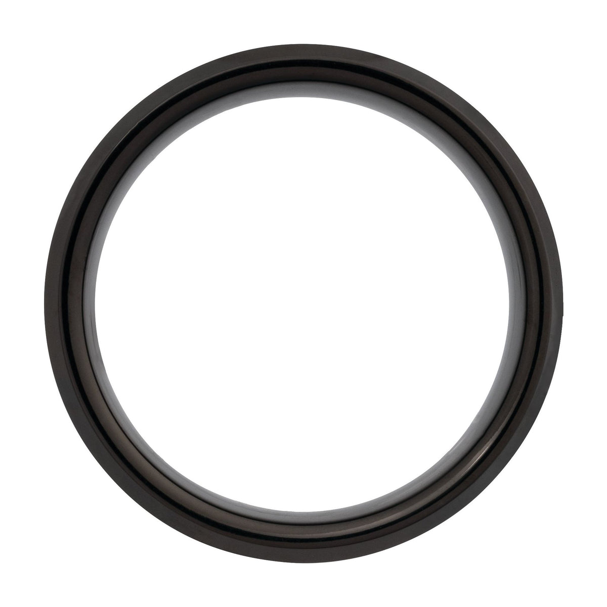 Men's Tungsten Beveled-Edge Inlay Band with Satin Finish, 5 mm-8 mm - Black