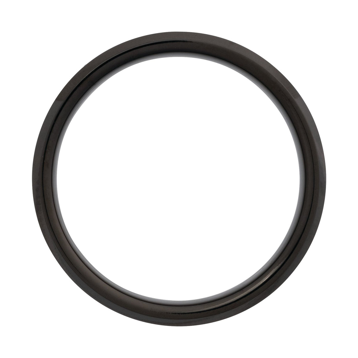Men's Tungsten Beveled-Edge Inlay Band with Satin Finish, 5 mm-8 mm - Black