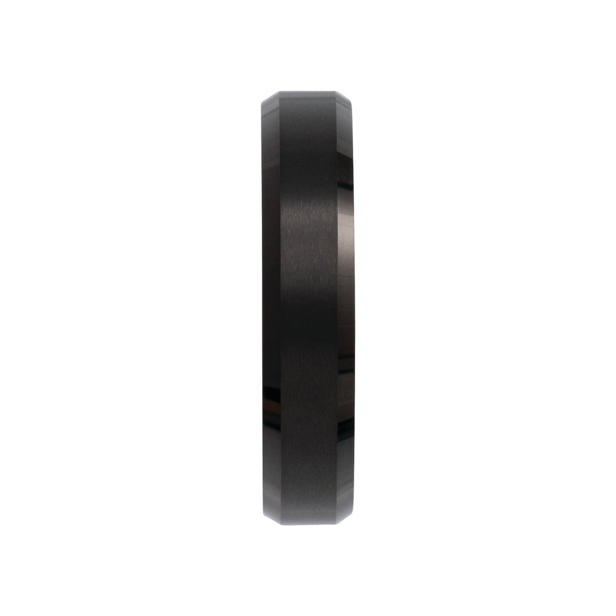 Men's Tungsten Beveled-Edge Inlay Band with Satin Finish, 5 mm-8 mm - Black