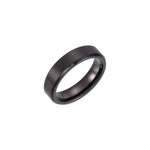 Men's Tungsten Beveled-Edge Inlay Band with Satin Finish, 5 mm-8 mm - Black