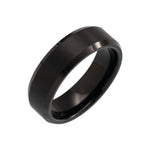 Men's Tungsten Beveled-Edge Inlay Band with Satin Finish, 5 mm-8 mm - Black