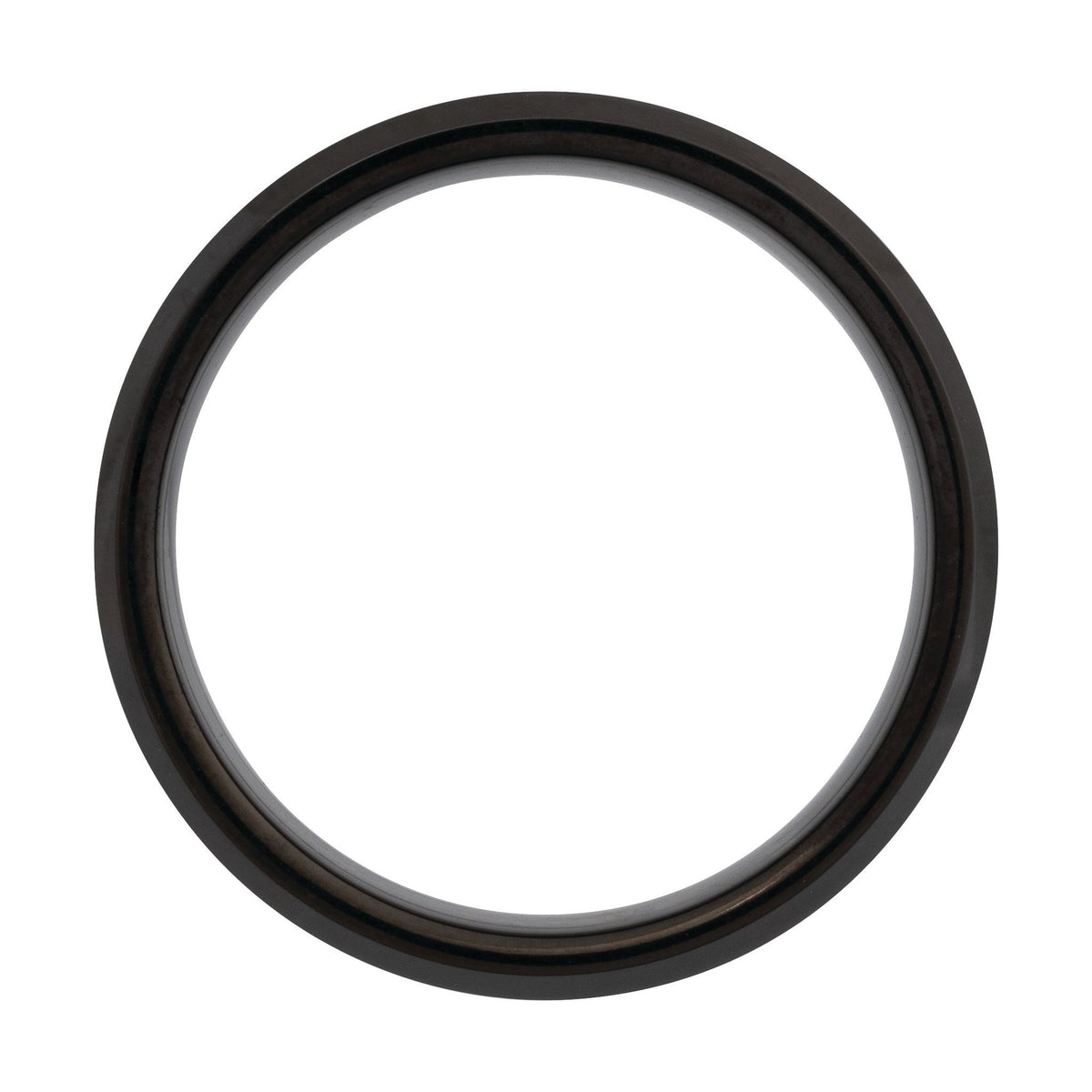 Men's Tungsten Beveled-Edge Inlay Band with Satin Finish, 5 mm-8 mm - Black