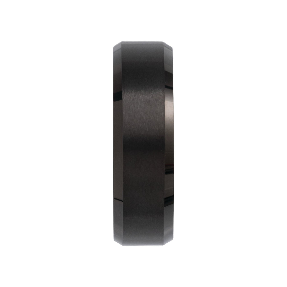 Men's Tungsten Beveled-Edge Inlay Band with Satin Finish, 5 mm-8 mm - Black