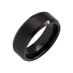 Men's Tungsten Beveled-Edge Inlay Band with Satin Finish, 5 mm-8 mm - Black
