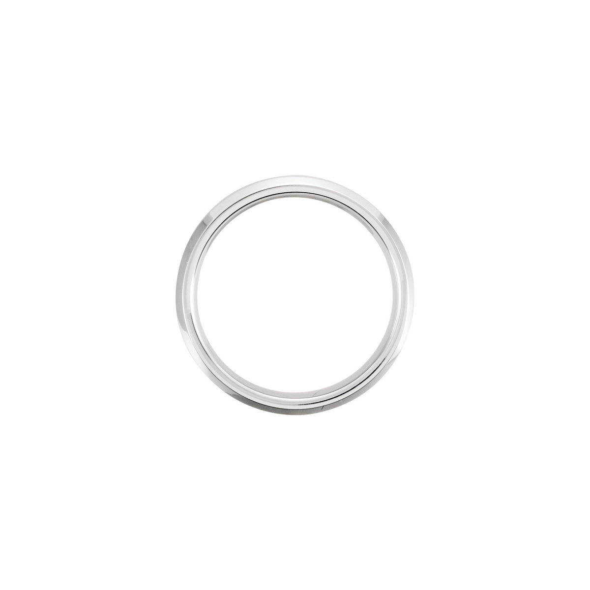 Men's Tungsten Beveled-Edge Inlay Band with Satin Finish, 6 mm - White