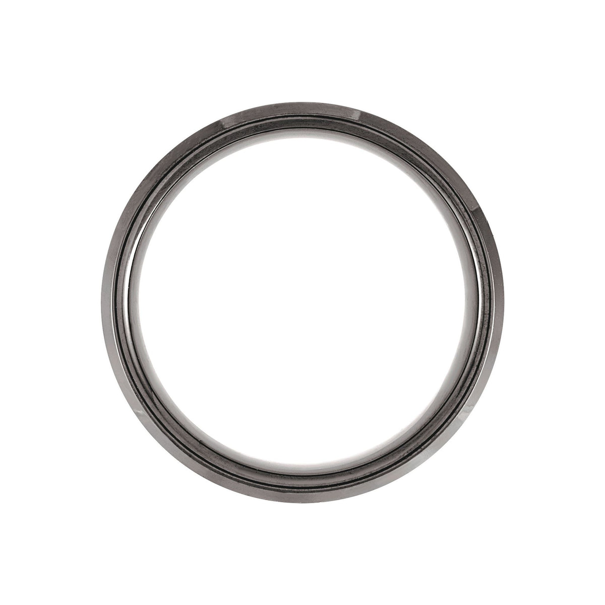 Men's Tungsten Beveled-Edge Inlay Comfort-Fit Band - Black