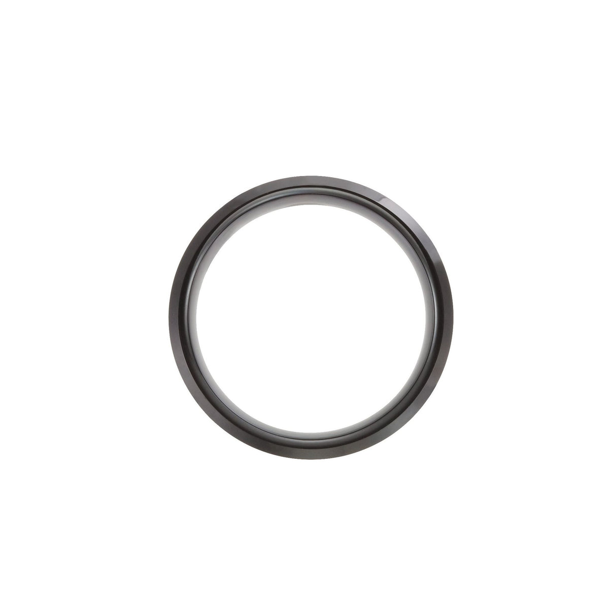 Men's Tungsten Beveled-Edge Inlay Comfort-Fit Band with Satin Finish - Black
