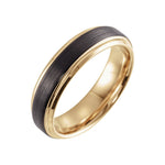 Men's Tungsten Beveled Stepped-Edge Comfort-Fit Band with Satin Finish - Black