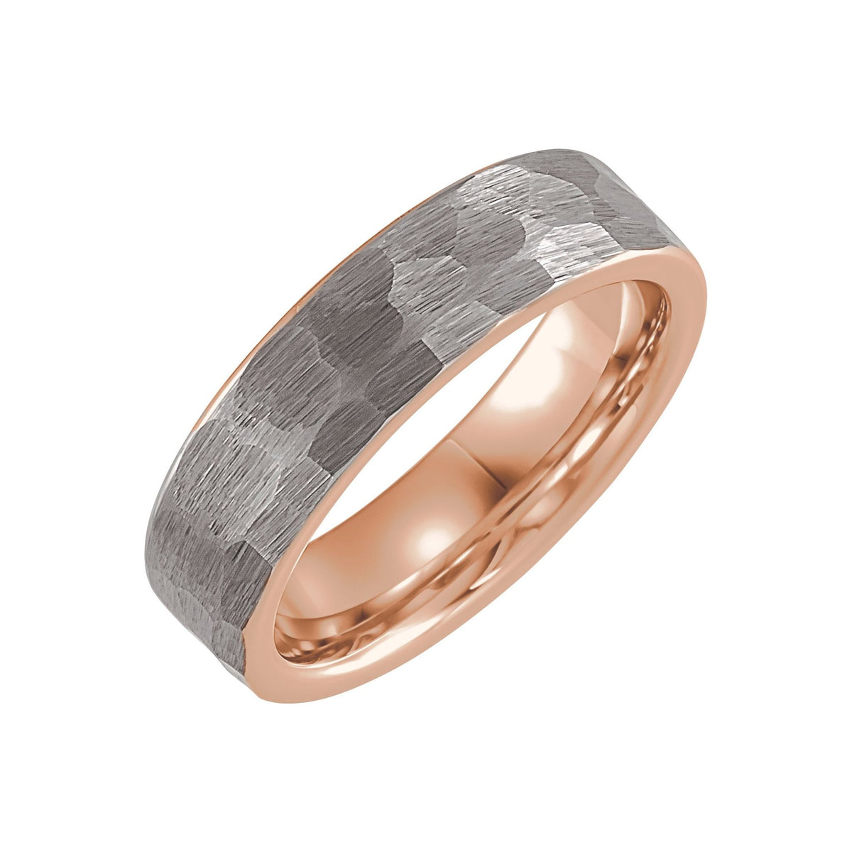 Men's Tungsten Comfort-Fit Flat Band with Hammered Finish - Gray