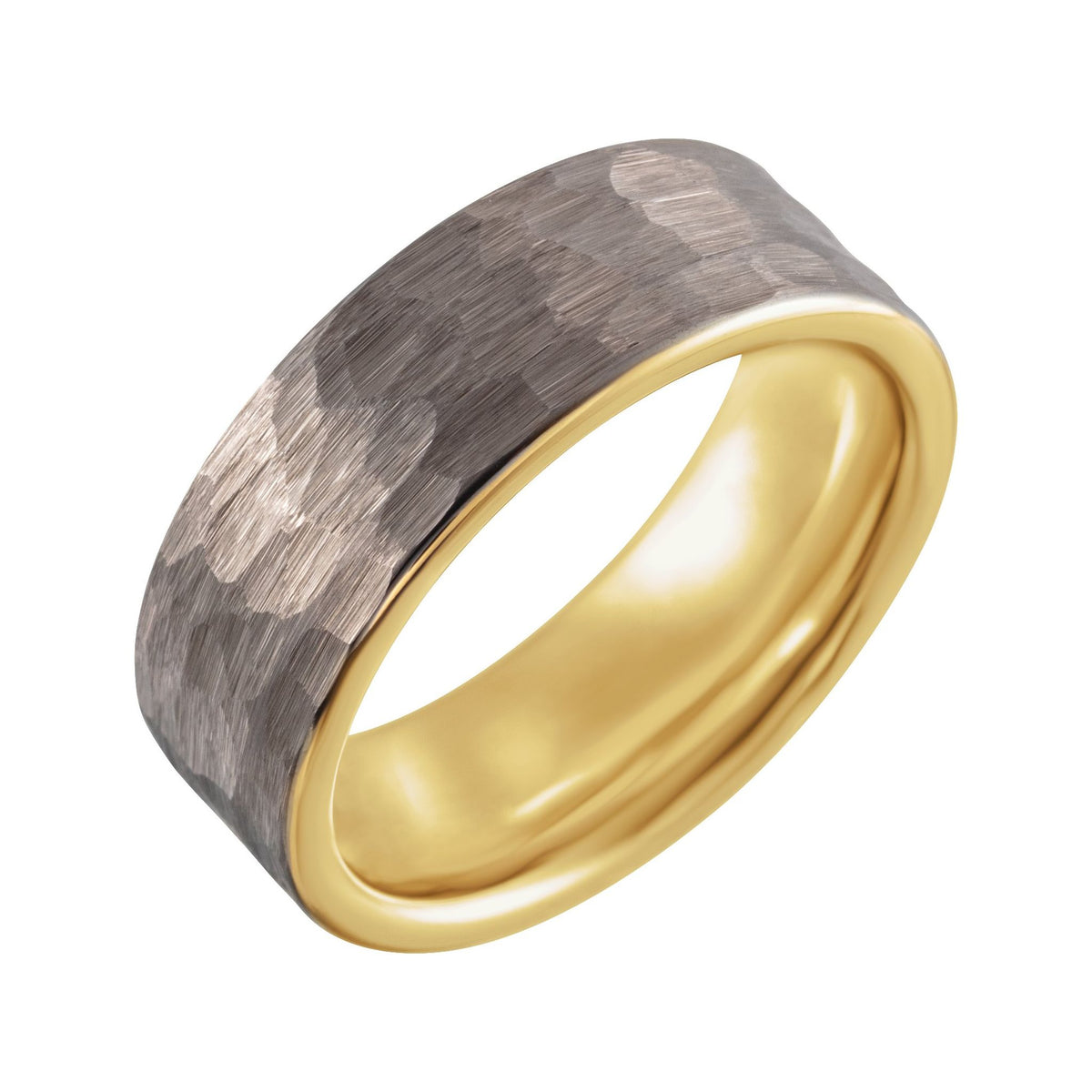 Men's Tungsten Comfort-Fit Flat Band with Hammered Finish - Gray