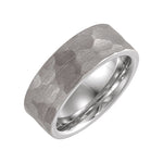 Men's Tungsten Comfort-Fit Flat Band with Hammered Finish - Gray