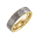 Men's Tungsten Comfort-Fit Flat Band with Hammered Finish - Gray