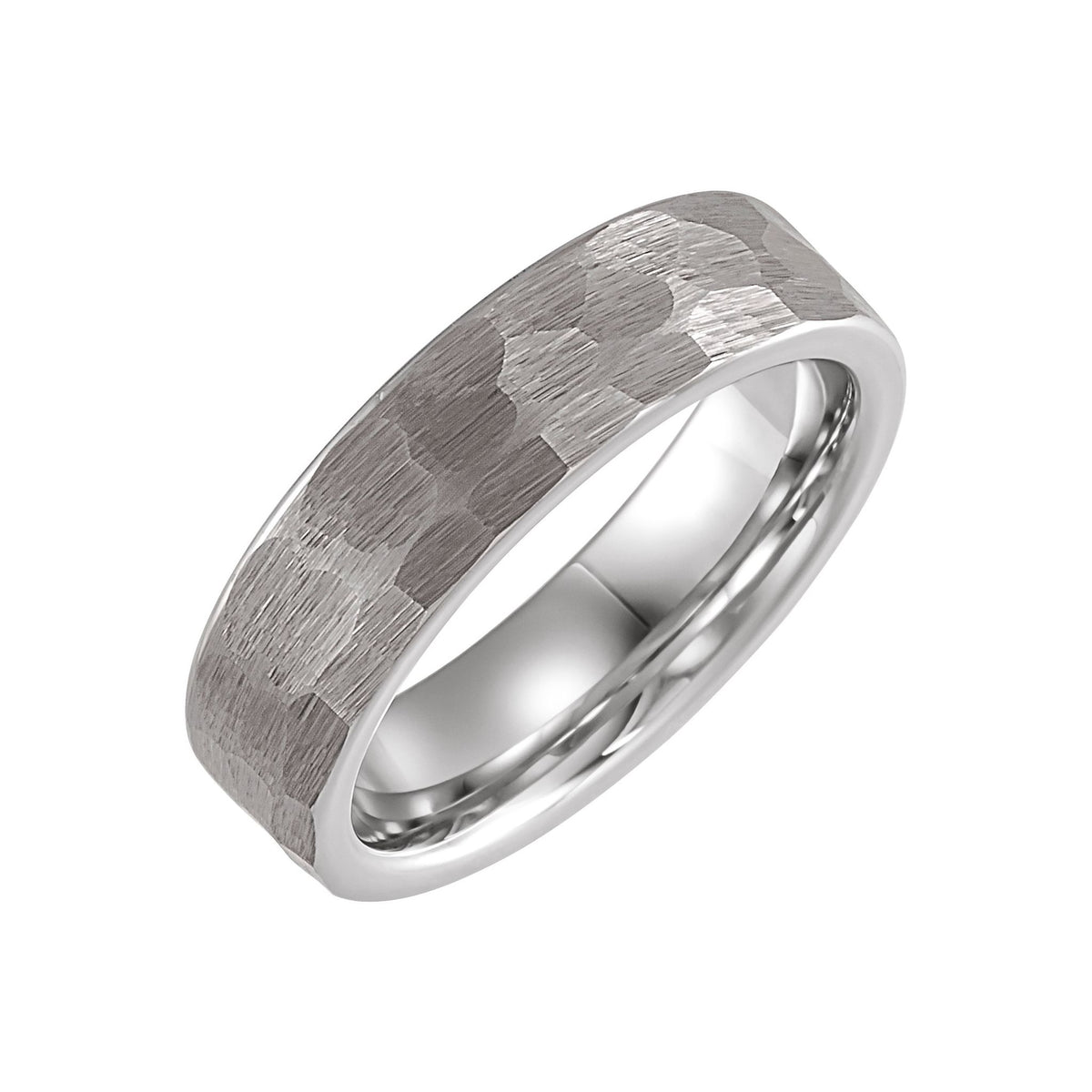 Men's Tungsten Comfort-Fit Flat Band with Hammered Finish - Gray